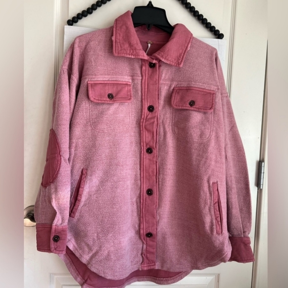 Free People Ruby Fleece Shirt Jacket Shacket Sweetheart Pink XS Small 0 2 4 NWOT - Picture 5 of 5